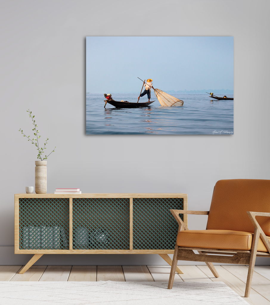 Print Canva to buy - Myanmar with a fisherman print canva buy myanmar fisherman
